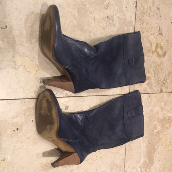 navy blue Italian leather boots - Picture 3 of 3
